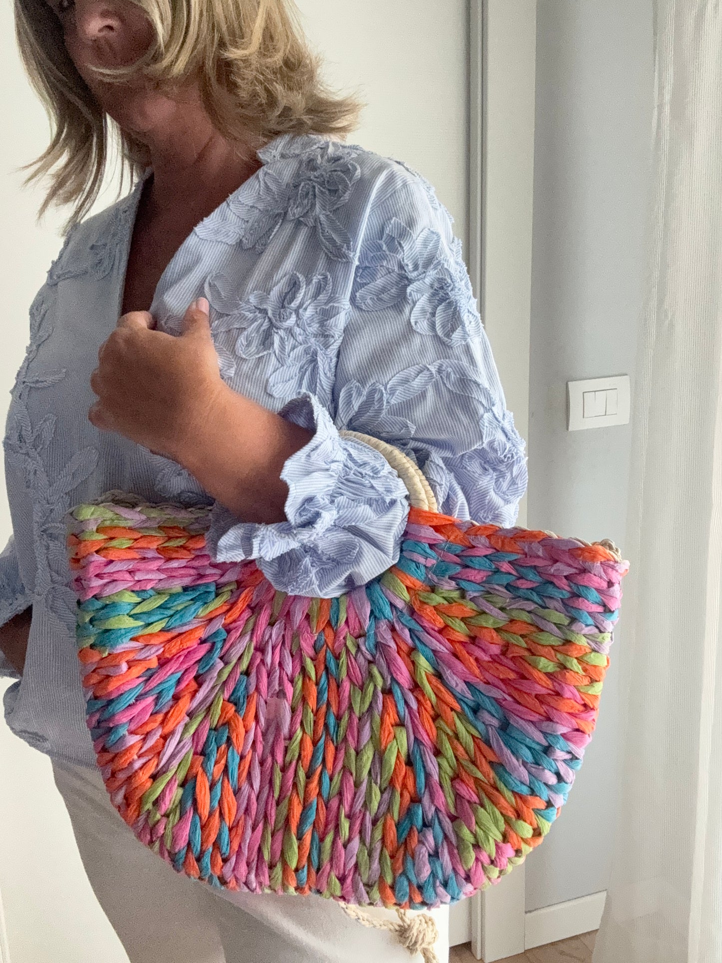 Borsa in paglia Mikonos-multicolor