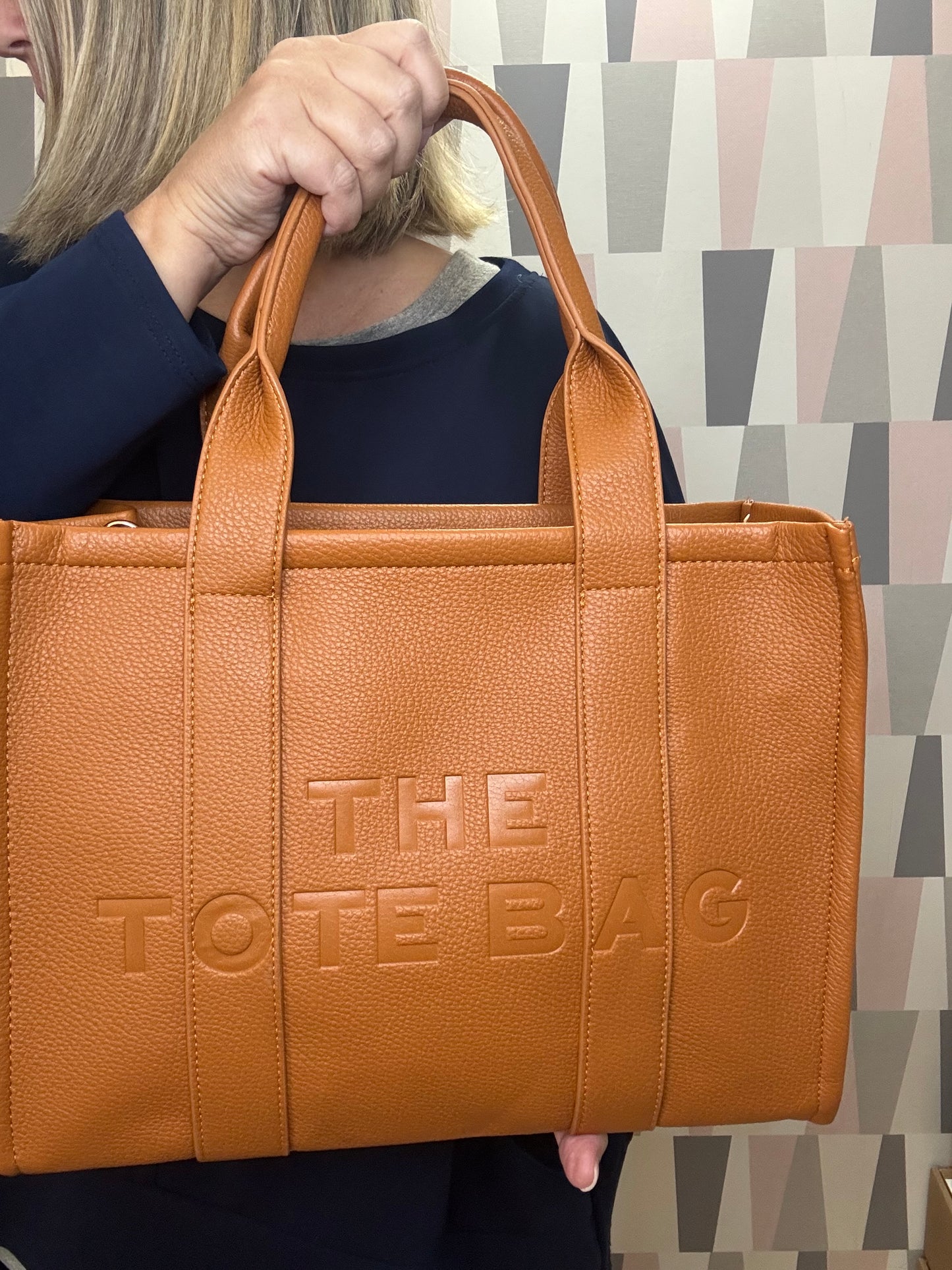Borsa a mano in simil pelle- TOTE- cuoio