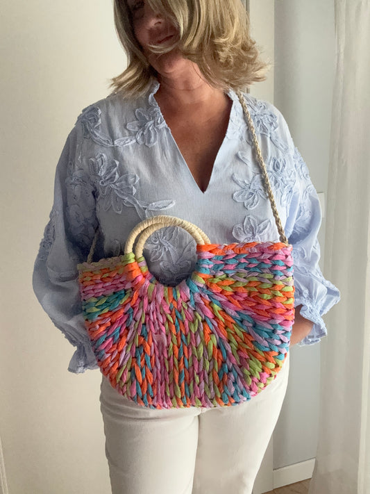 Borsa in paglia Mikonos-multicolor