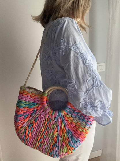 Borsa in paglia Mikonos-multicolor