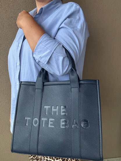 Borsa a mano in simil pelle- TOTE- blu