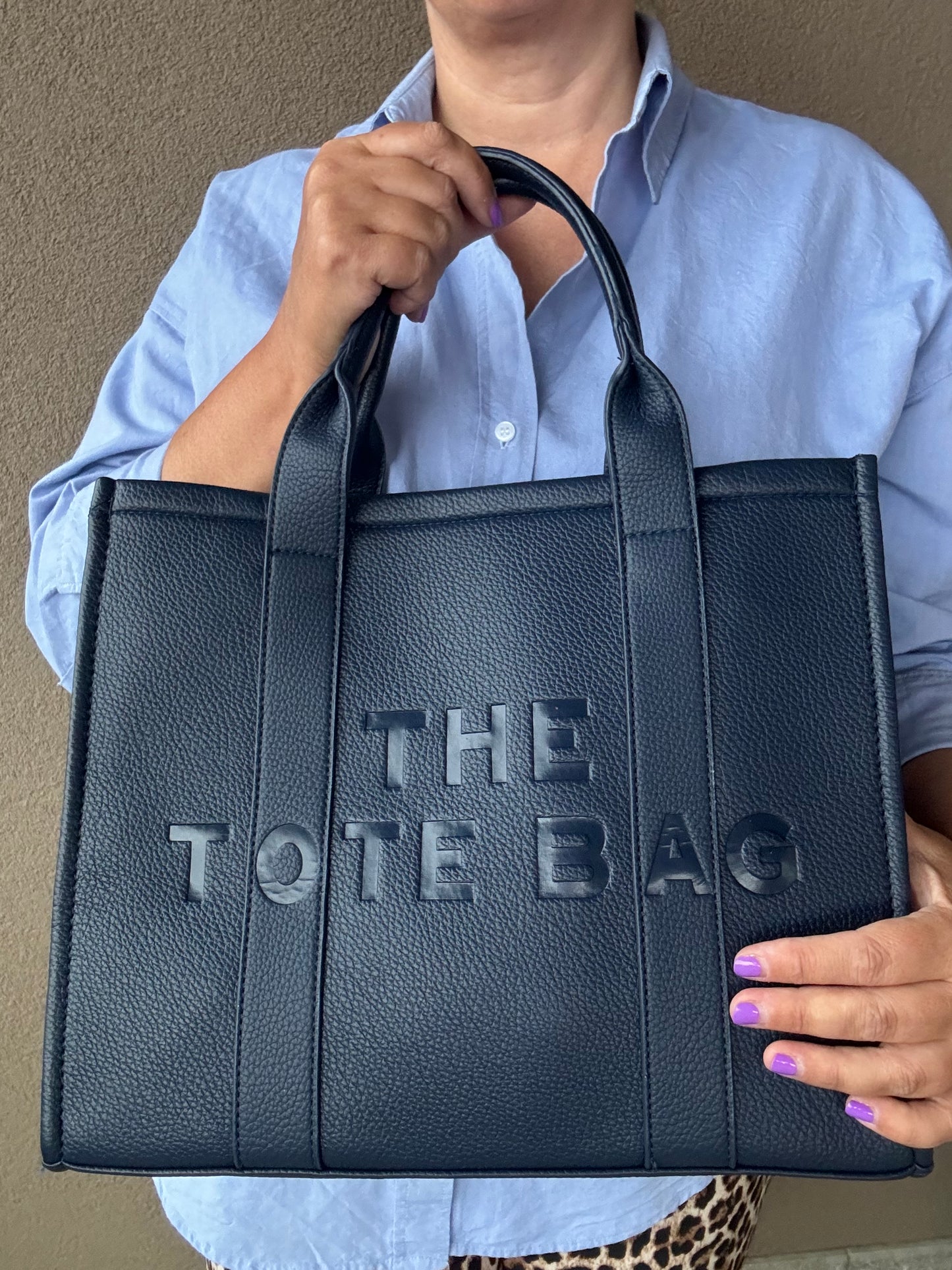 Borsa a mano in simil pelle- TOTE- blu