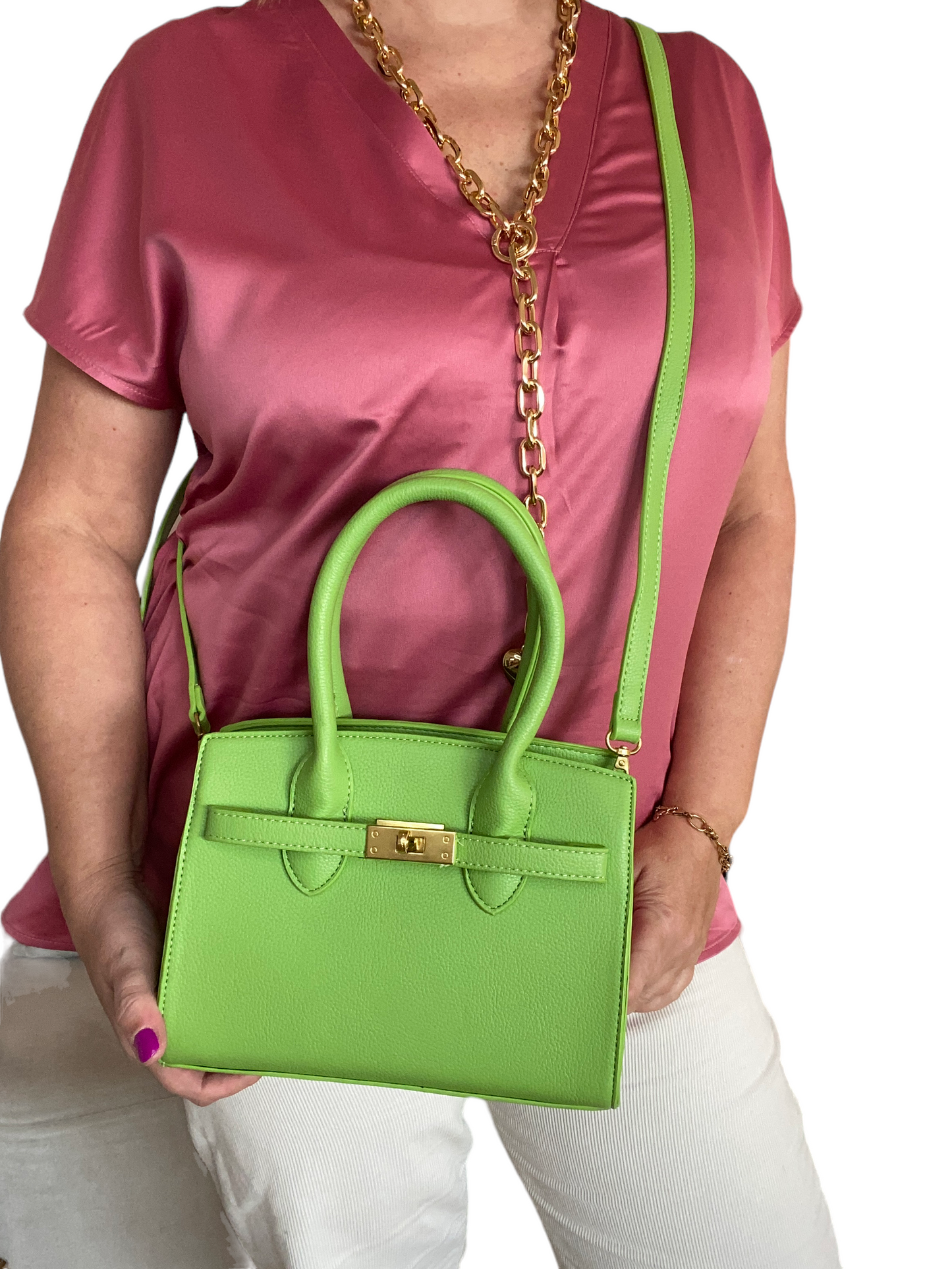 Borsa a mano in simil pelle Megan baby -lime