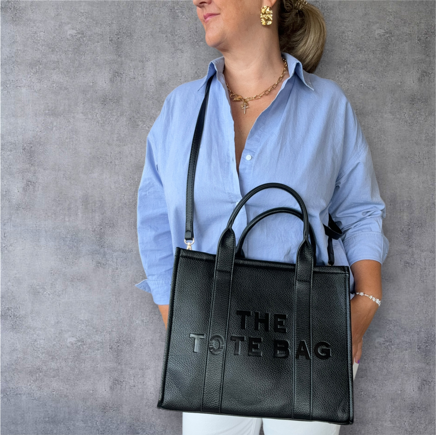 Borsa a mano in simil pelle- TOTE- nera