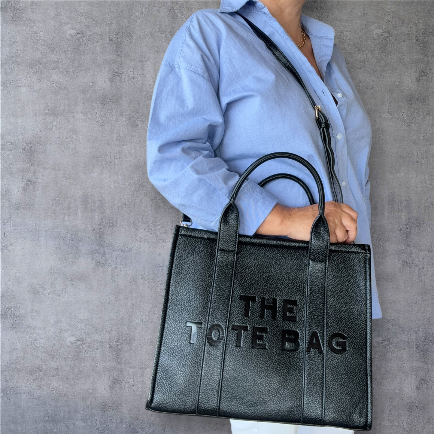 Borsa a mano in simil pelle- TOTE- nera